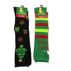 NWT Yacht and Smith 2 PR Christmas Socks Fun Novelty Holiday Green Red Black